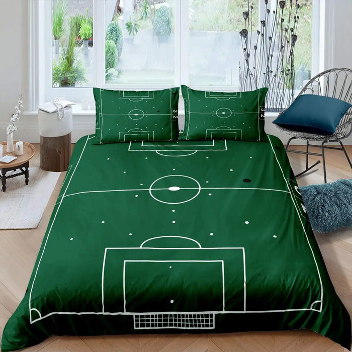 Housse de couette football verte personnalisable pour chambre garçon