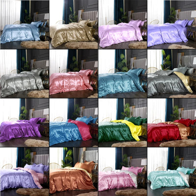 Housse de couette satinée bleue pour lit 1 personne