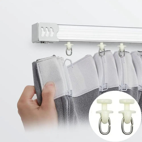 poulies rideaux blanc gris argent modernes set 50 pièces tissu lisse opaques