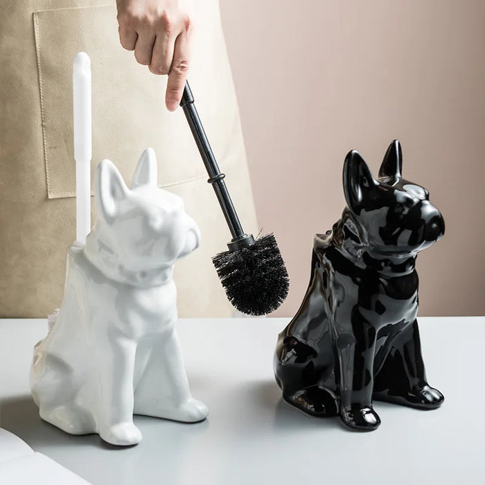 Brosse de toilette chien Shapi en céramique chocolat