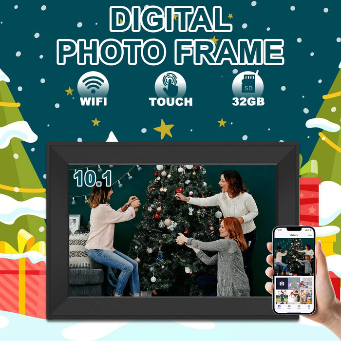 Cadre photo numérique WiFi 10,1 pouces écran tactile noir