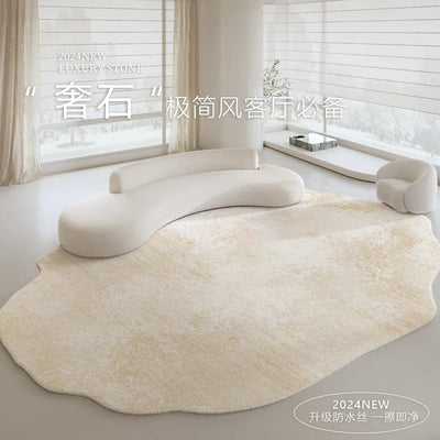 Tapis salon marbre blanc doux moelleux
