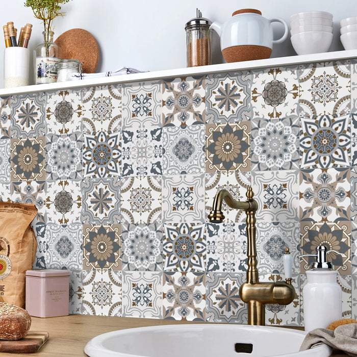 Autocollants carrelage PVC blanc cuisine moderne
