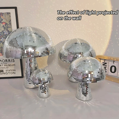 Lampe champignon disco miroir rétro prune
