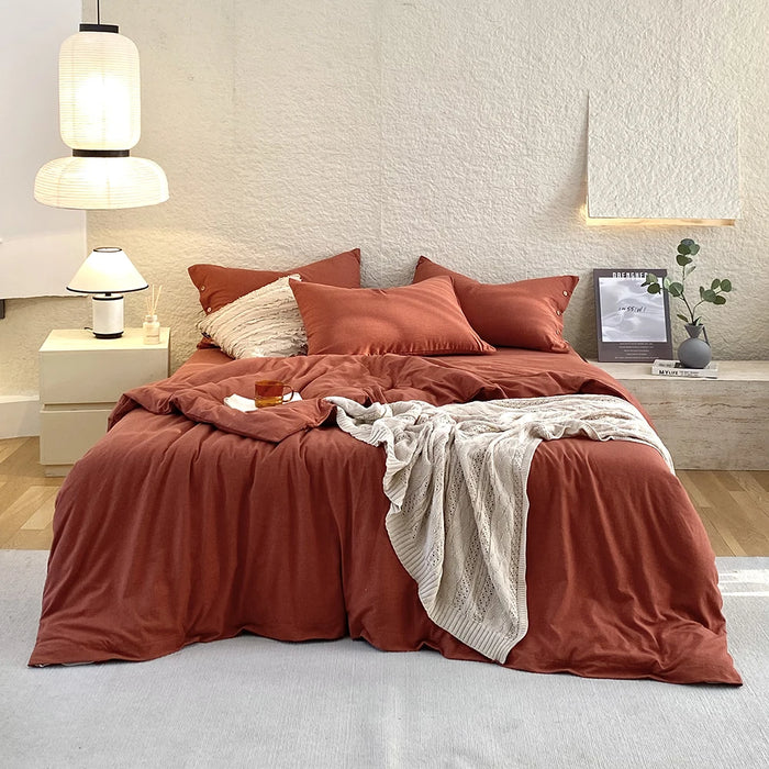 Housse de couette en coton percale turquoise sur lit