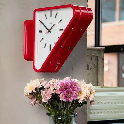 Horloge murale double face triangulaire noire design minimaliste
