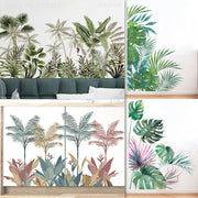 sticker mural illustration botanique feuilles palmier tropical moderne aquarelle chambre salon