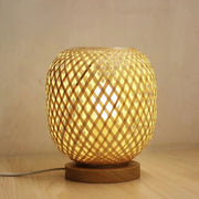 lampe table tressée bambou naturelle beige clair semi translucide rustique chambre