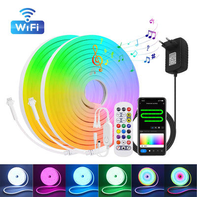 Ruban LED néon RGBIC 10m WiFi bleu