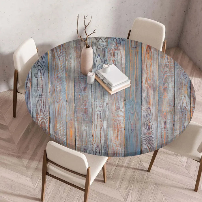 couverture table ronde imprimée bois 100cm 120cm 140cm moderne réutilisable fête maison
