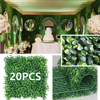 Plante artificielle murale haie de buis blanc laiteux