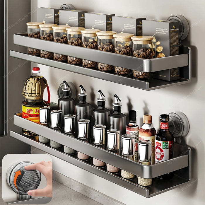 Étagère murale à ventouse rouge pour épices de cuisine