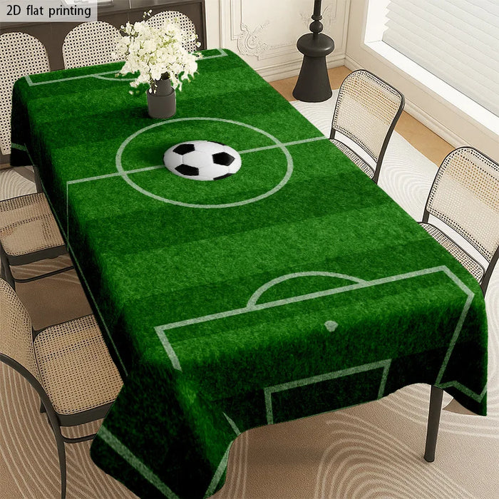 nappe rectangulaire moderne vert blanc terrain football pelouse table décoration anniversaire enfants geometrique