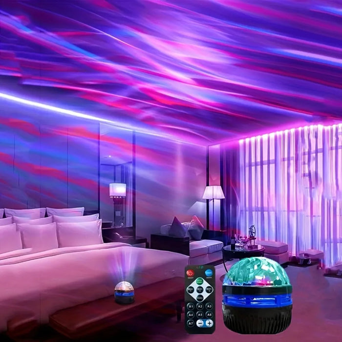 Projecteur galaxie USB Aurora RGB rotatif 360° en fonctionnement