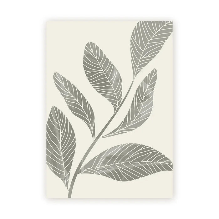 affiches abstraites modernes feuilles stylisées verte olive minimaliste salon chambre