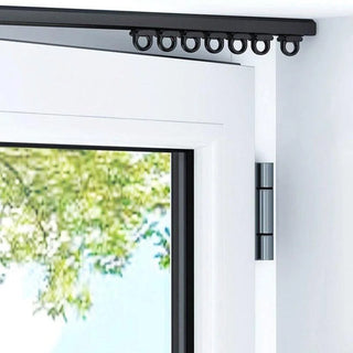 rideau rail métallique noir blanc moderne minimaliste lisse fixe tringle vis
