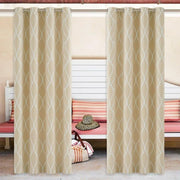 rideau géométrique beige clair motifs ondulés moderne opacité variable øllets tringleextérieur patio decorationintérieur