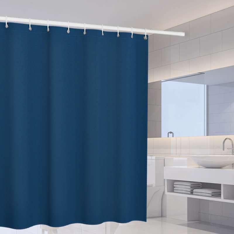 Rideau de douche bleu foncé pour salle de bain moderne, installation facile avec crochets inclus, design élégant et fonctionnel pour un espace contemporain.