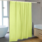rideau douche jaune clair moderne minimaliste uni texturé tringle anneaux plastique salle bain vibrant