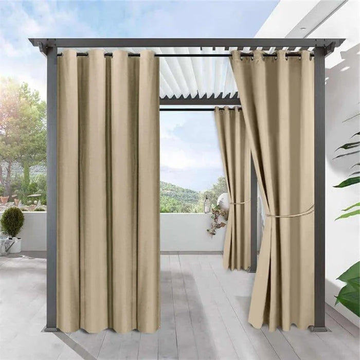 Rideaux élégants pour pergola avec œillets pour extérieur, parfaits pour créer un espace ombragé et intime dans votre jardin ou terrasse, ajouter une touche esthétique moderne tout en protégeant contre le soleil.