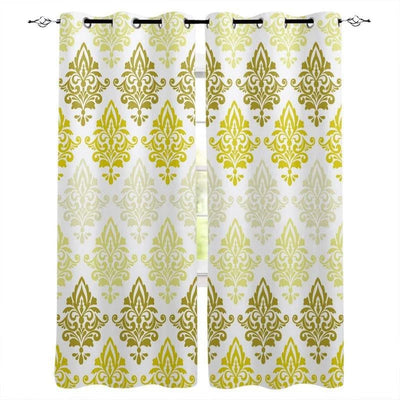 Rideaux élégants avec motif floral doré, idéal pour ajouter une touche de sophistication à votre intérieur. Design élégant et moderne qui s'intègre facilement dans divers styles de décoration. Parfait pour le salon, la chambre ou toute autre pièce nécessitant une mise à jour esthétique. Disponibles avec œillets pour une installation facile et rapide. Ces rideaux offrent une ambiance chaleureuse et accueillante grâce à leur motif raffiné et leurs nuances dorées lumineuses.