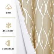 rideau moderne motif vague beige blanc abstract tringle decoratif chambre