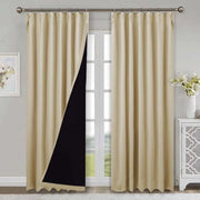 rideau moderne tissu texturé beige rose opacité variable métalliques fixations incluses tringle métallique pair