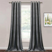 rideau velours gris foncé élégant moderne deux rideaux tringle texture veloutée opacité