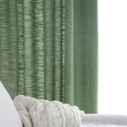 rideau vert olive texture lin semi transparent moderne tringle métallique noireintérieur naturel