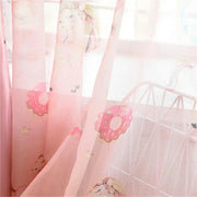 rideau vis vis rose motif donuts licornes voilage transparent chambre enfant tringle inclusion