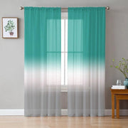 rideau voilage vert turquoise dégradé moderne translucide deux pièces tringle rideaux chambre salon decoration