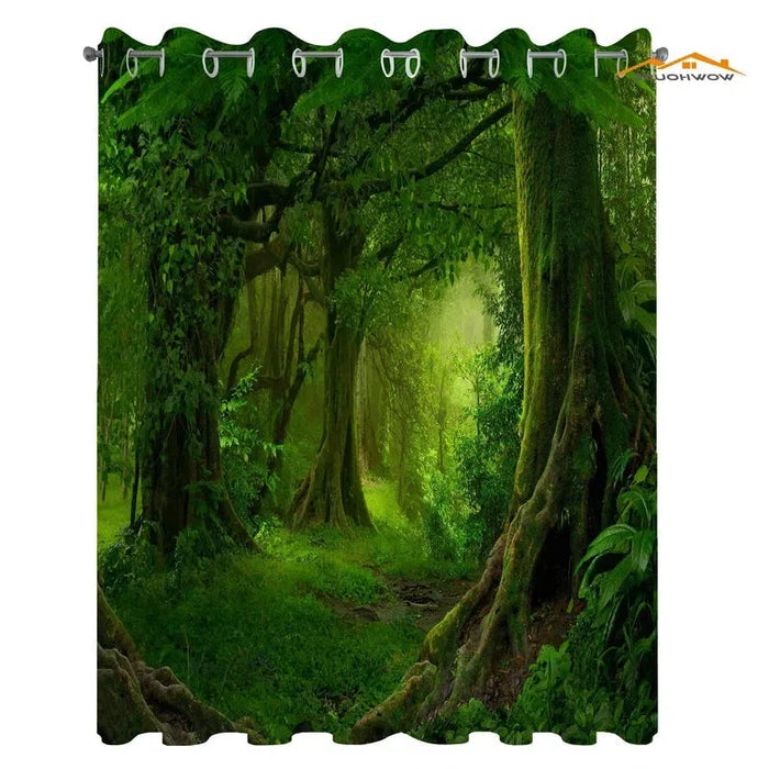 Rideau de douche avec motif forêt tropicale, idéal pour une ambiance naturelle dans la salle de bain. Paysage luxuriant aux arbres verts, parfait pour créer une atmosphère apaisante et relaxante. Accessoire déco tendance pour moderniser votre espace. Facile à installer avec ses œillets renforcés. Adapté à toutes les tailles de douche. Élément décoratif qui apporte une touche de verdure et de sérénité à votre intérieur.