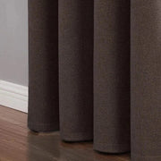 rideaux marron foncé texture tissée moderne opaques métalliques tringle chambre décoration élégante