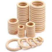 anneaux bois différents tailles suspension décorative feuilles minimaliste nature