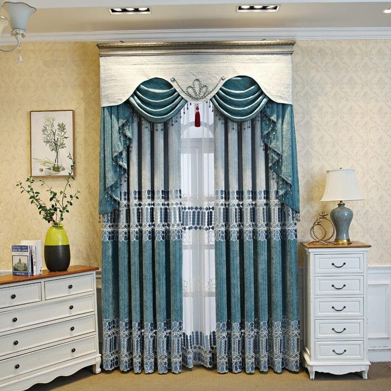 Rideau Bleu Motif | Ombre Interieur
