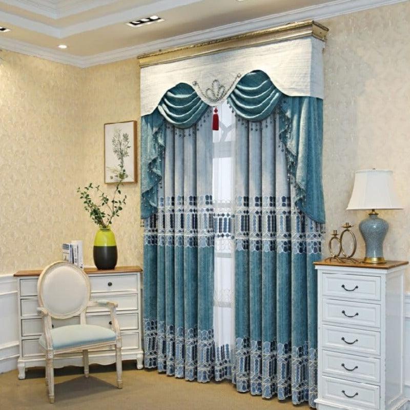 Rideau Bleu Motif | Ombre Interieur