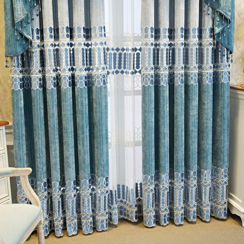 Rideau Bleu Motif | Ombre Interieur