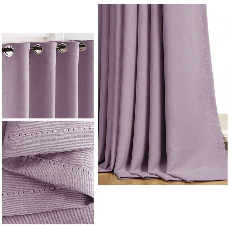 Rideau occultant moderne avec œillets métalliques, design élégant, couleur lavande douce, idéal pour une décoration intérieure tendance et apaisante. Parfait pour la chambre ou le salon, ce rideau ajoute une touche de sophistication et d'intimité à votre espace. Installation facile et entretien simplifié.