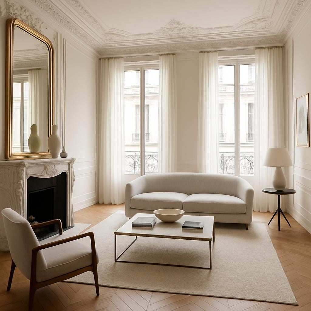 Decoration d'un appartement haussmannien : mariage du charme ancien et du design moderne.