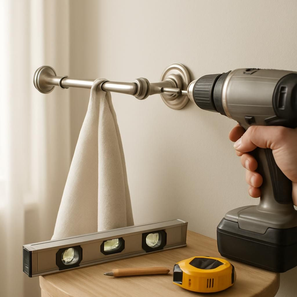 Accrocher une tringle à rideau au mur pour une décoration intérieure réussie.