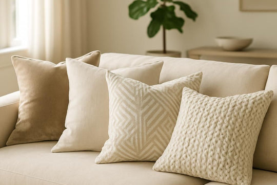 Coussins décoratifs colorés pour embellir un canapé ou un lit.