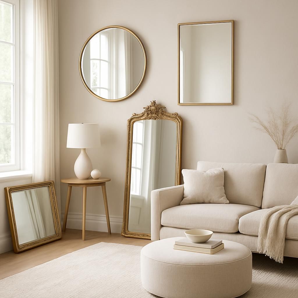 Miroir décoratif pour agrandir une pièce et refléter la lumière naturelle.