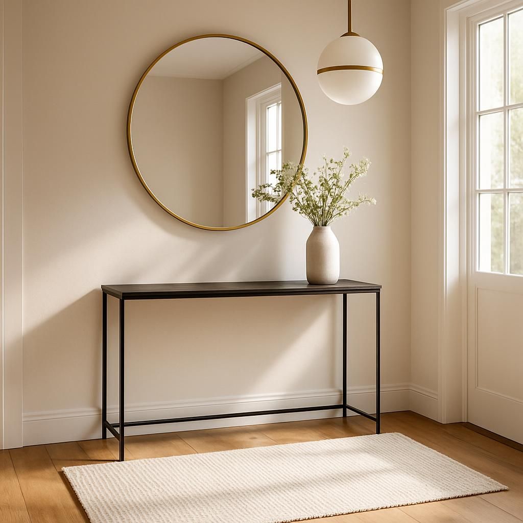 Décoration d'un hall d'entrée accueillant avec miroir et console