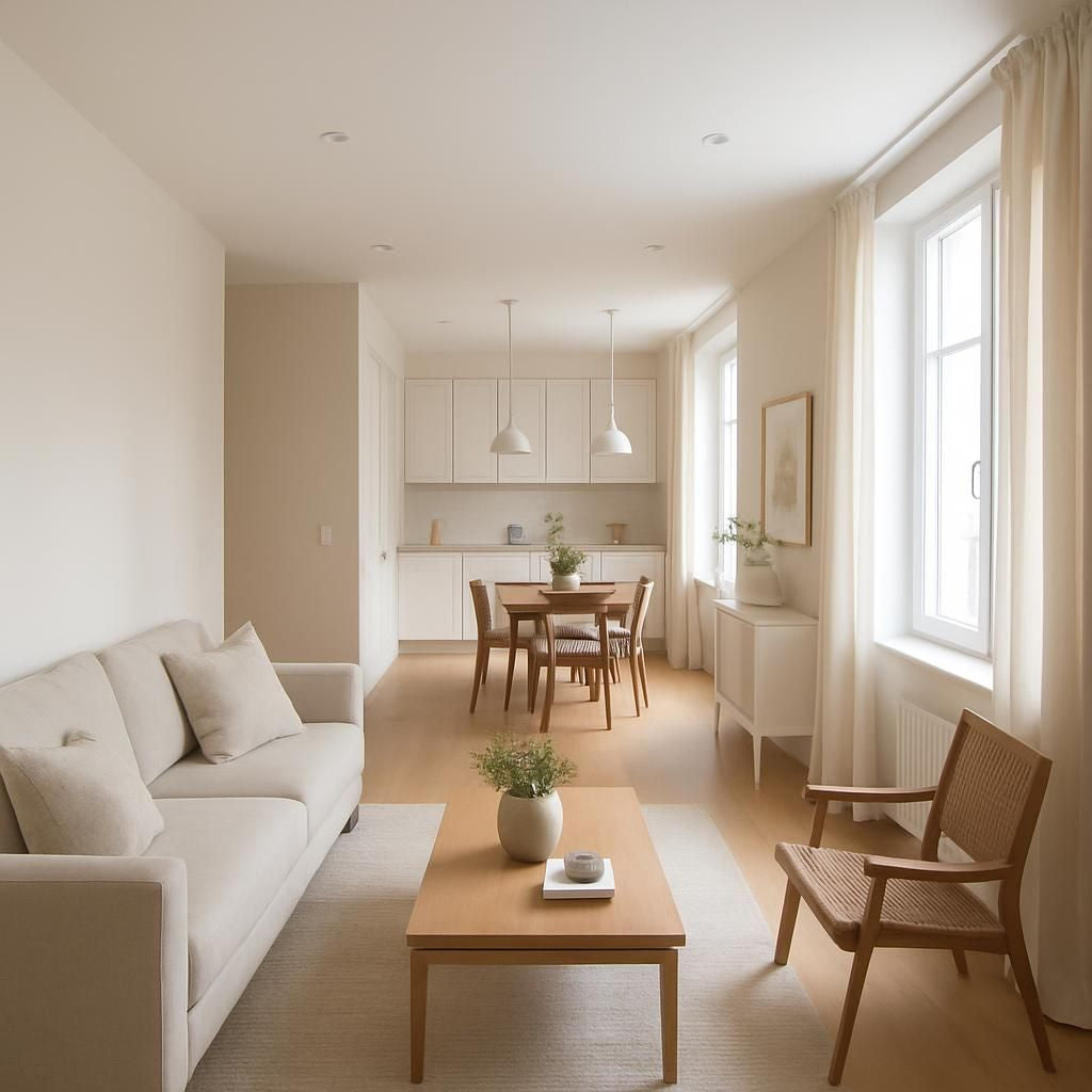 Aménagement d'un appartement tout en longueur pour optimiser l'espace et la luminosité