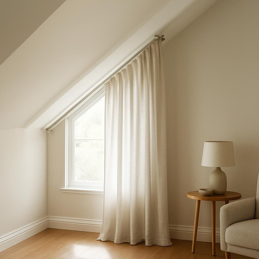 Accrocher un rideau sur un mur en pente pour une décoration d'intérieur réussie.