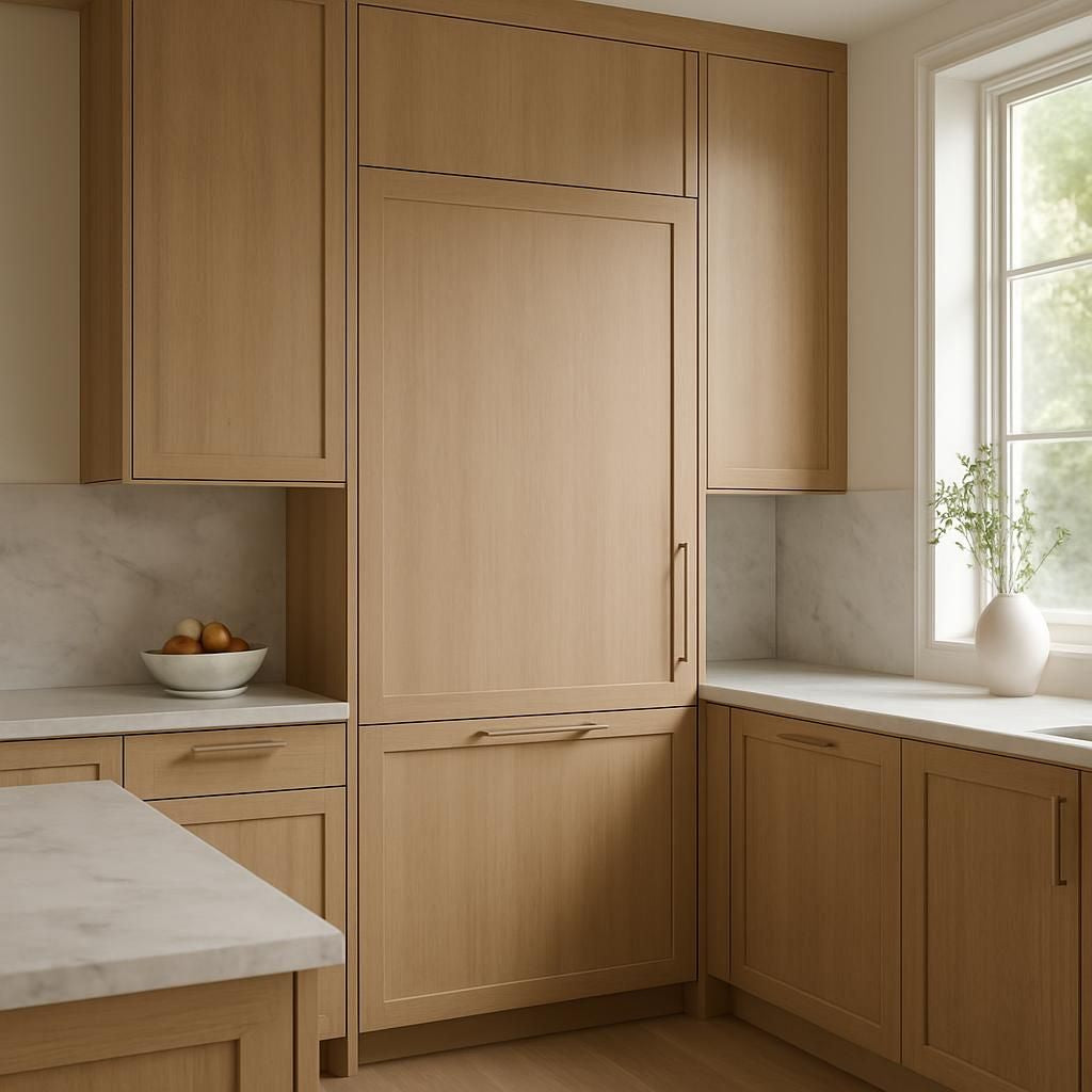 Frigo intégré dans une cuisine design pour un espace épuré