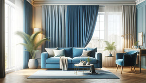 Quel rideau avec un canape bleu ? | Ombre Interieur