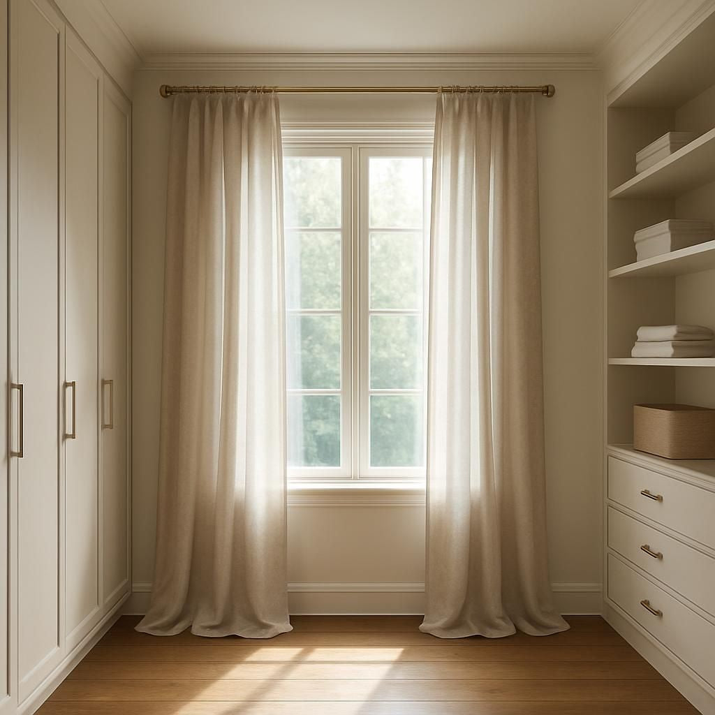Accrocher des rideaux sur un dressing pour une décoration d'intérieur pratique et esthétique.