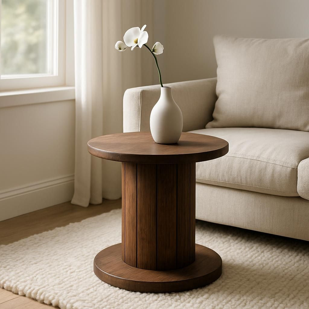 Touret en bois recyclé pour une décoration d'intérieur originale et chaleureuse.