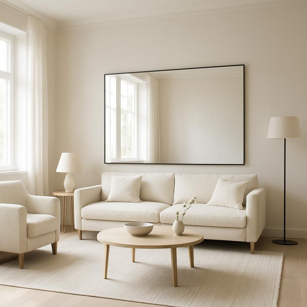 Décoration d'intérieur pour agrandir une pièce sombre avec des couleurs claires et des miroirs